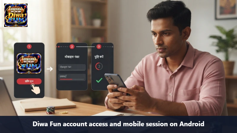 Diwa Fun account access and mobile session on Android