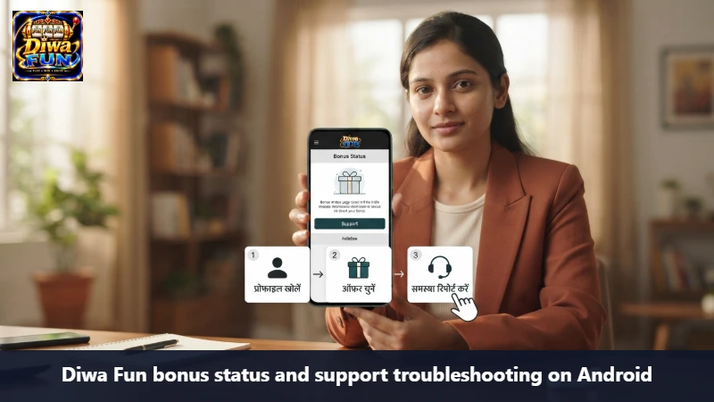 Diwa Fun bonus status and support troubleshooting on Android