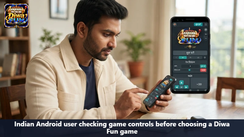 Indian Android user checking game controls before choosing a Diwa Fun game